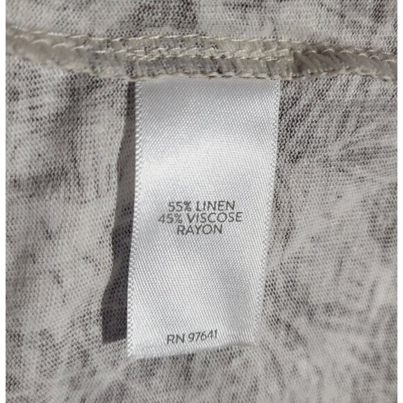 J. Jill Womens L Tall Brown Seashell Coral Print Linen-Blend 3/4 Tunic Top New - Picture 4 of 8